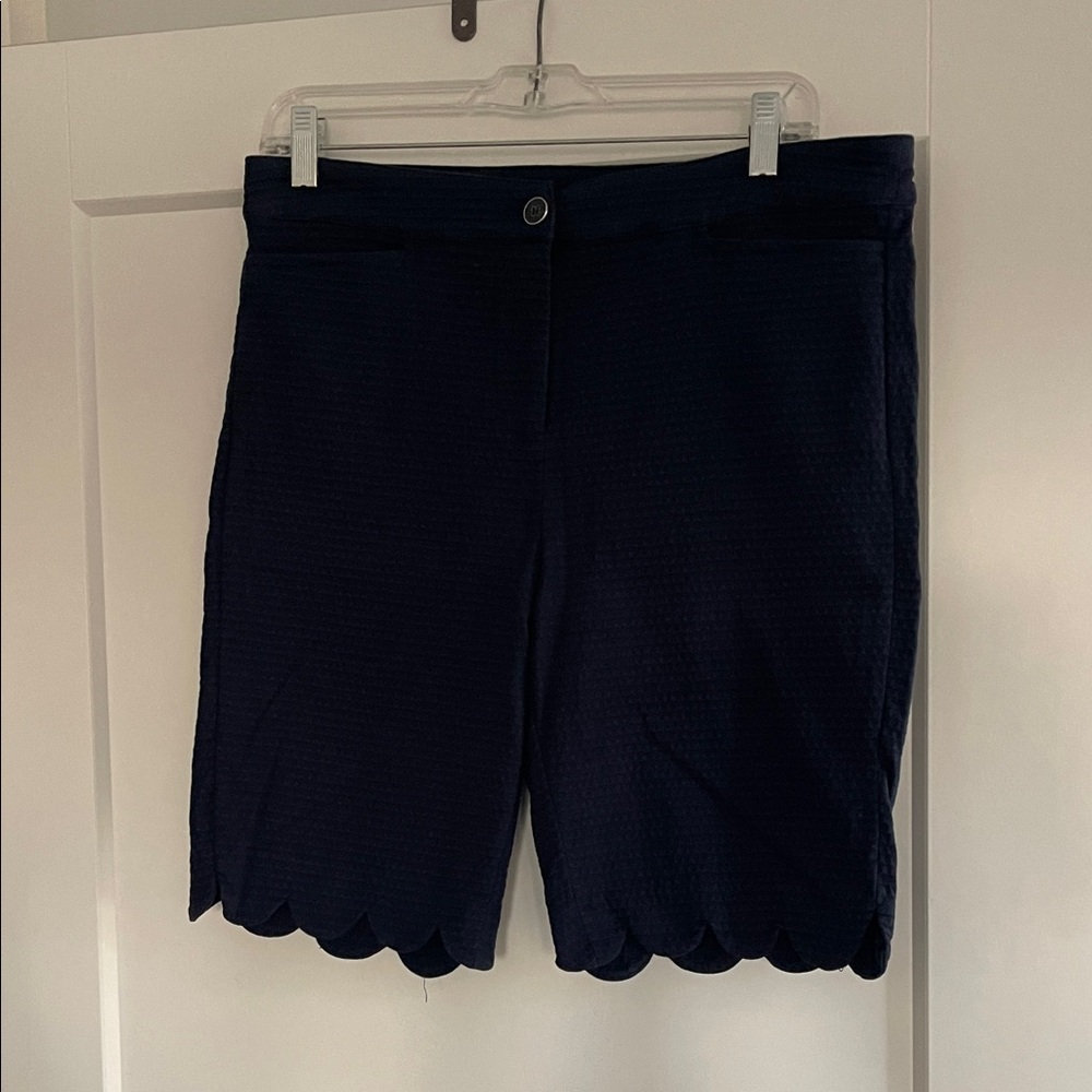 Lulu-B Navy Scalloped Hem Shorts